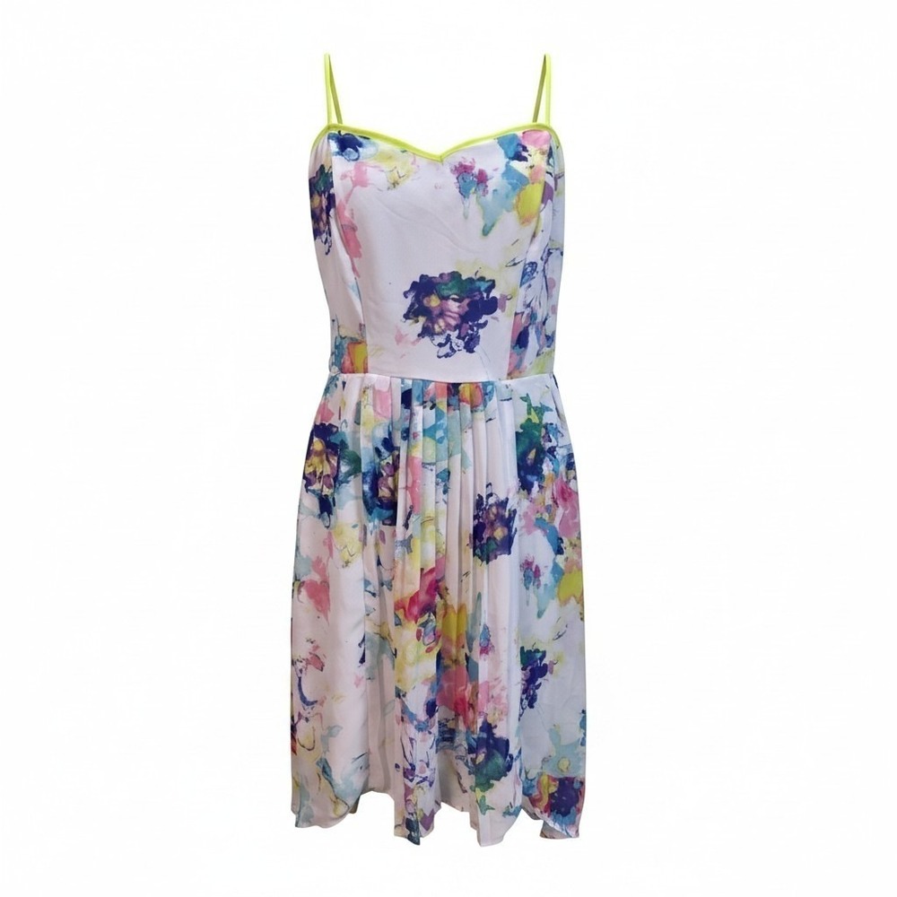 Studio Y Watercolor Abstract Floral High Low Dress L Resort wear Sundress